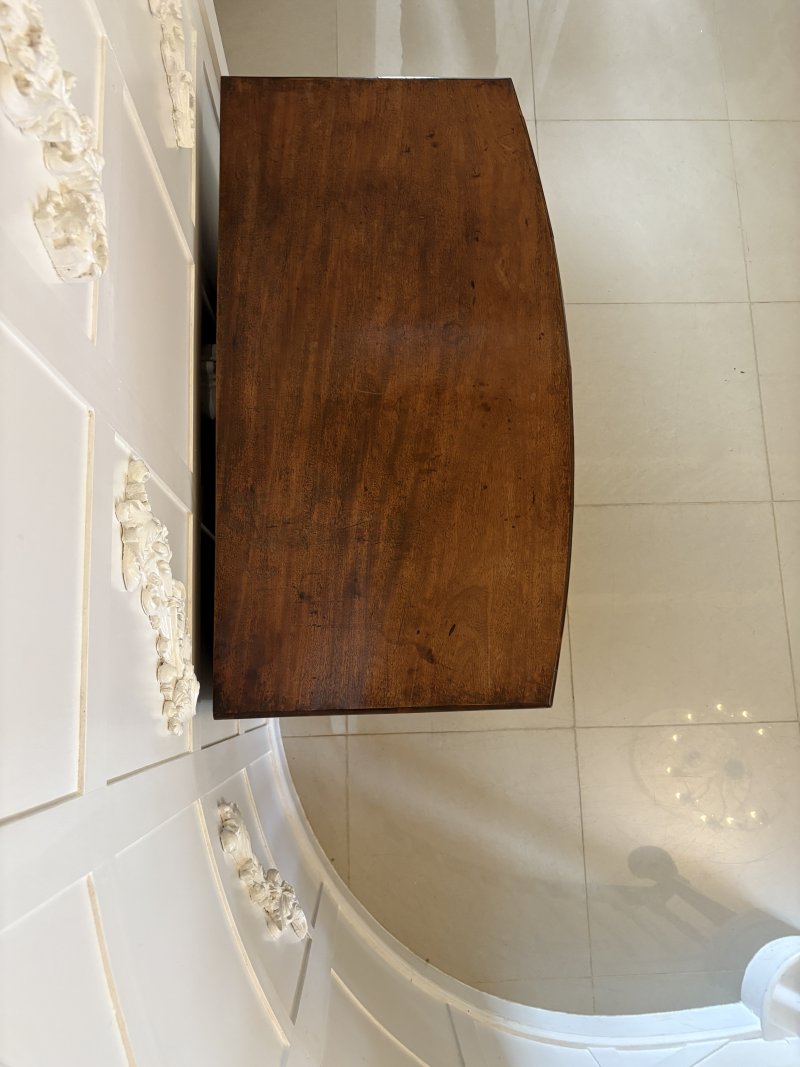 Antique Regency Quality Figured Mahogany Bow Fronted Chest of 5 Drawers - Image 11